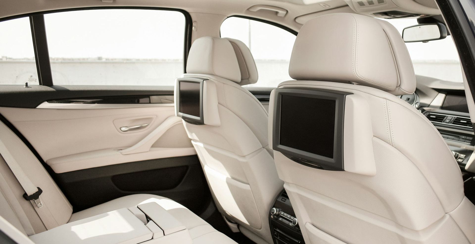 white vehicle backseat